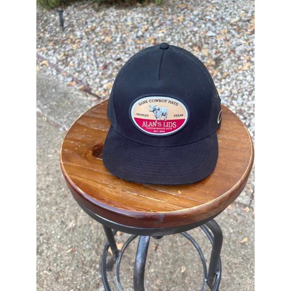 Alan's Lids Trucker Hat OS Black Fabric and Mesh Construction Six-panel Crown